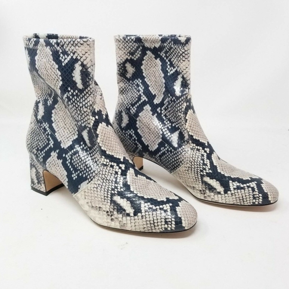 Stuart Weitzman Ernestine python print sock booties womens 7.5 M snakeskin ankle